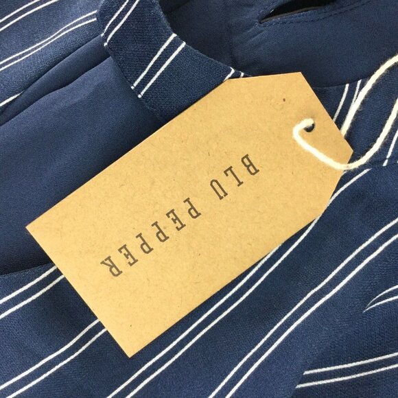 Blu Pepper Vertical Stripe Swing Dress Navy - Picture 6 of 8